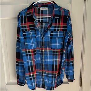 Abercrombie & Fitch Blue Plaid Long Sleeve Button Down Shirt